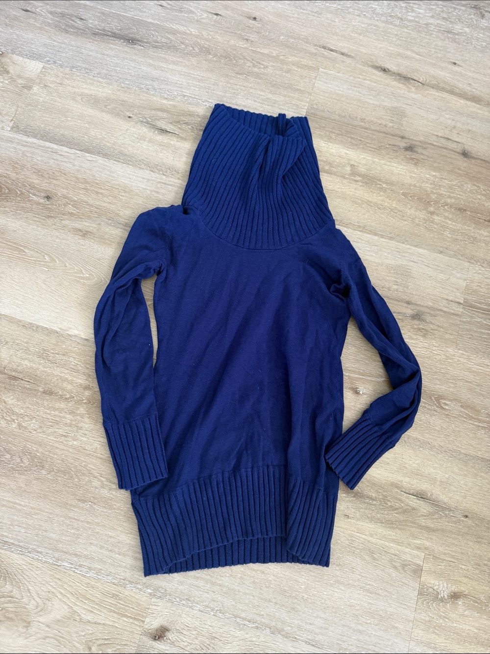 The Limited Blue Ribbed Cowl Neck Sweater